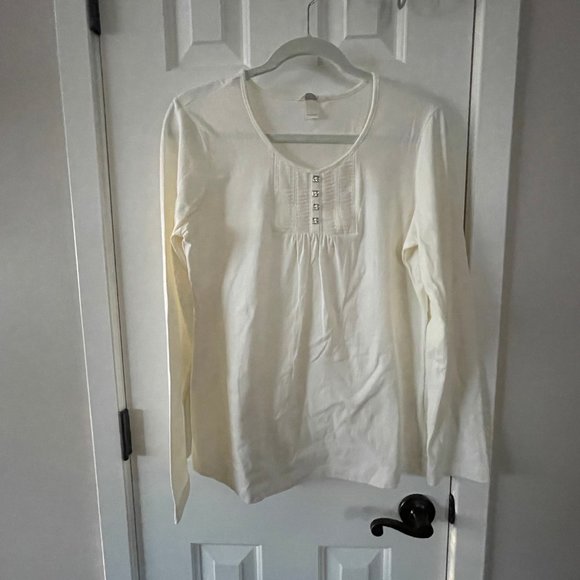 Christopher and Banks Cream Long Sleeved Blouse Size Large - Picture 1 of 9